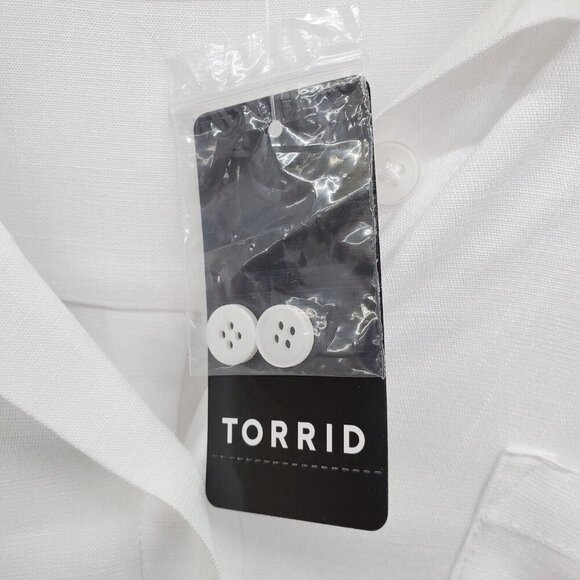 Torrid Womens Rayon Slub Drop Shoulder Button Front Shirt Size 00 M/L White NWT - Picture 12 of 16